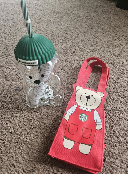 Starbucks × Hello Kitty Collaboration – Bearista Glass Cup & Water Bottle Set 🐻💖